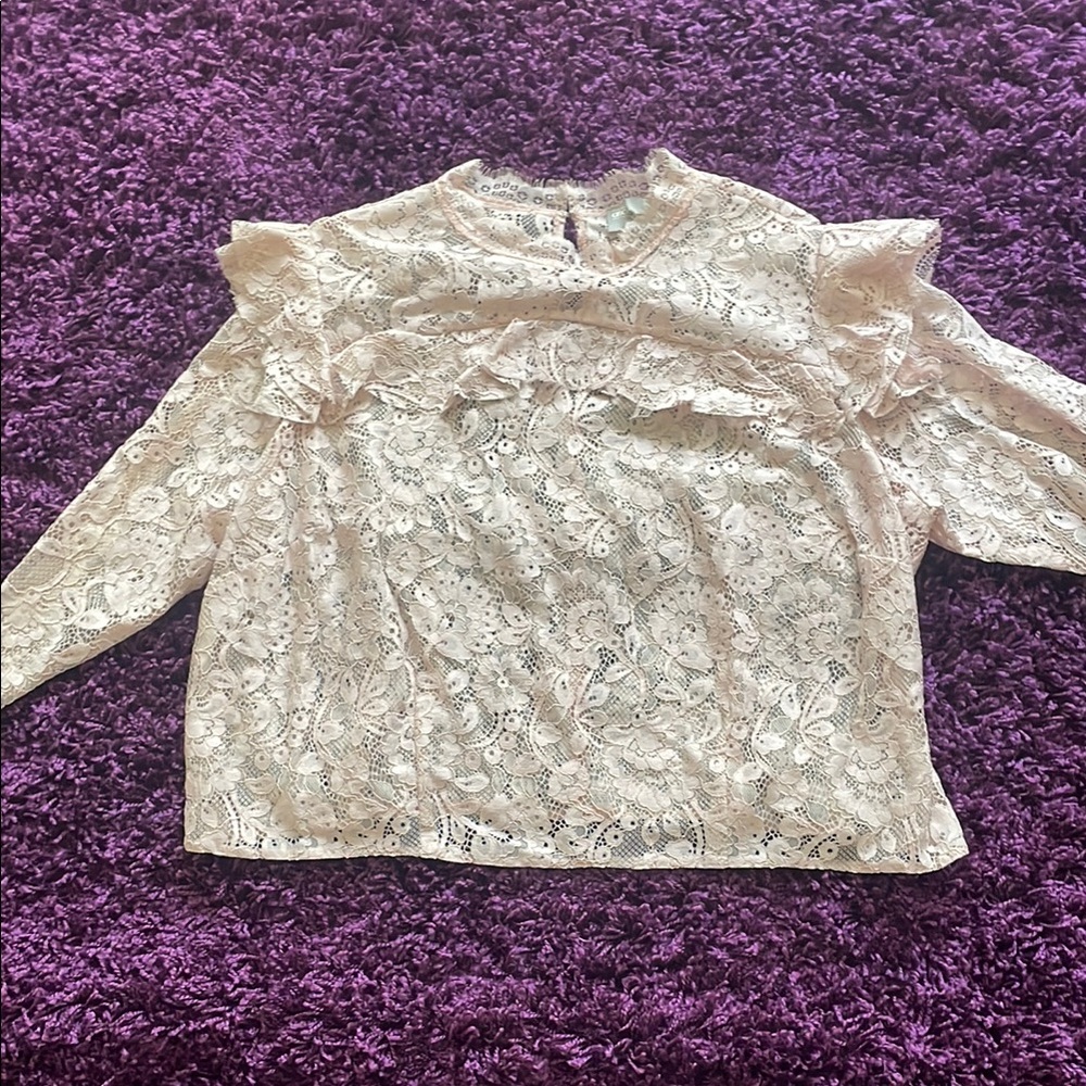ASOS Light Pink Lace Floral Top
